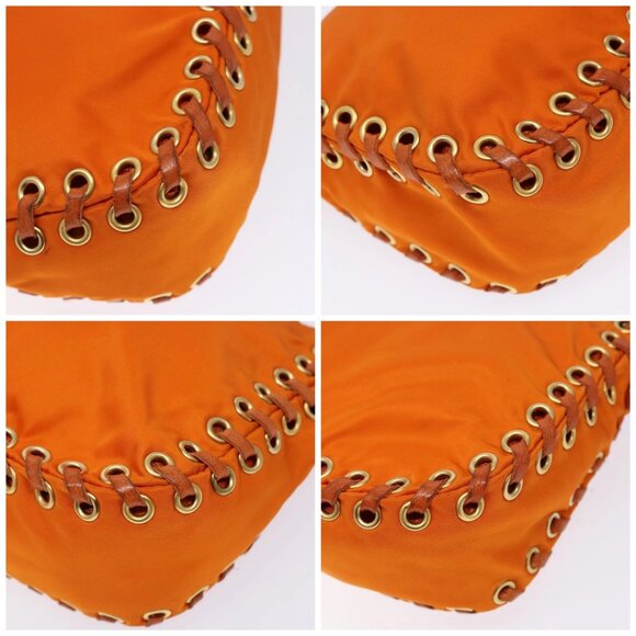 PRADA Accessory Pouch Nylon Orange Gold Auth 139357 - Picture 14 of 16